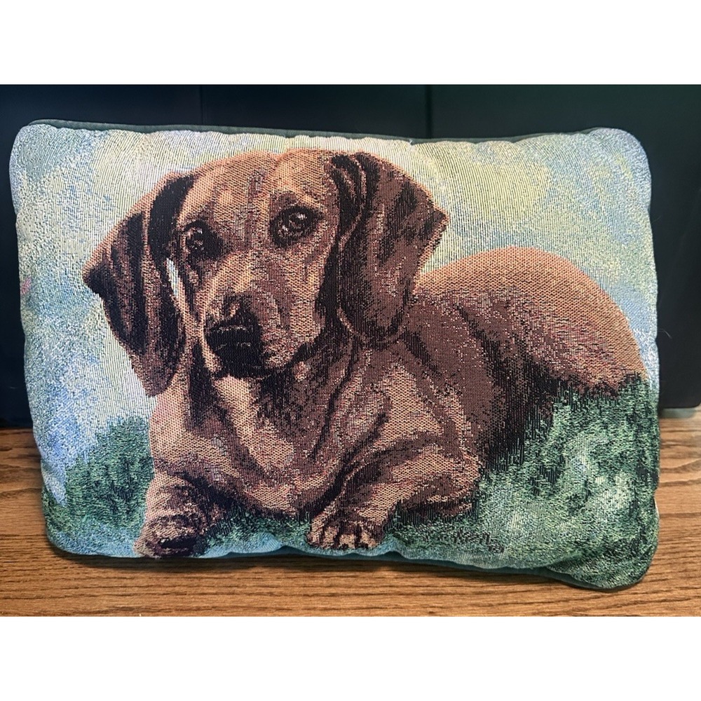 Dachshund Dog Throw Pillow Tapestry Style By Linda Pickens 16"x12"